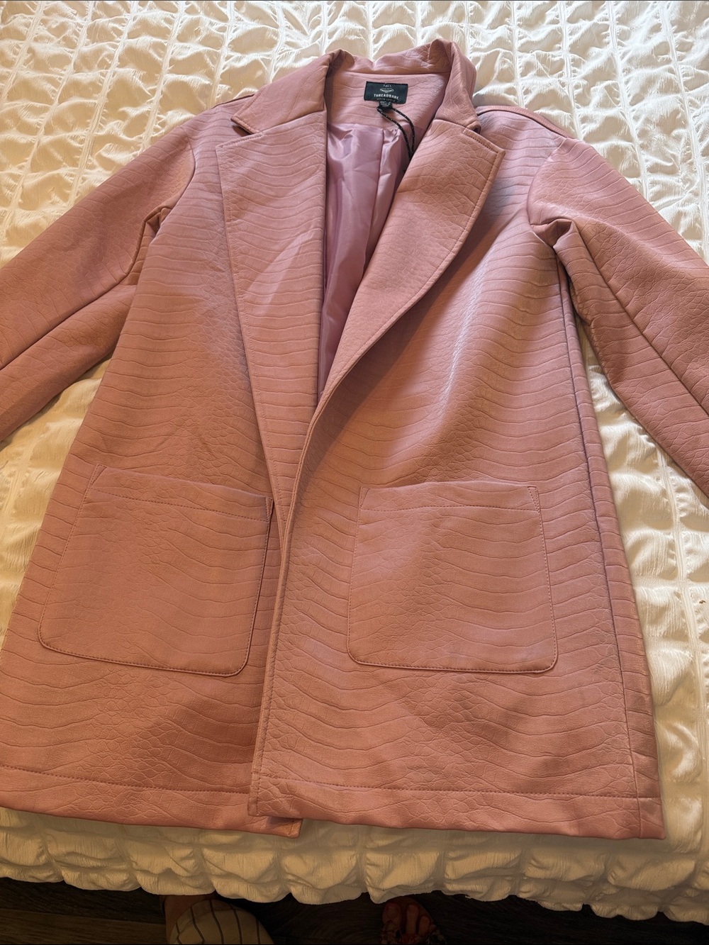 Textured Blazer Jacket in Dusty Rose by Love Tree
